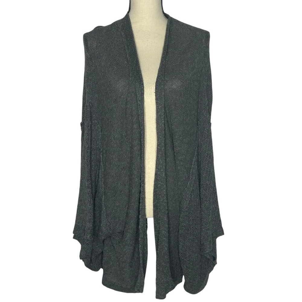 Free People Gray Open Front Wide Sleeve Women's Cardigan